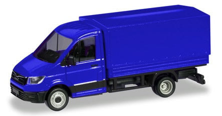 Herpa 93712 HO Scale MAN TGE Pickup Truck with Canvas Tarp Top - Assembled -- Blue