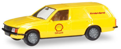 Herpa 93972 HO Scale Opel Rekord Station Wagon Delivery - Assembled -- Shell (yellow, red, gray, German Lettering)