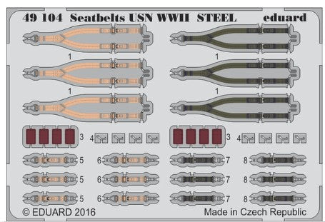 Eduard 49104 1/48 Aircraft- USN Fighters Steel WWII Seatbelts (Painted)