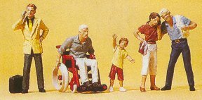 Preiser 10469 HO Scale Pedestrians -- Passers-By & Wheelchair pkg(5)