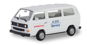 Herpa 94658 HO Scale Volkswagen T3 Passenger Van - Assembled -- Interflug (white, red, German Lettering)