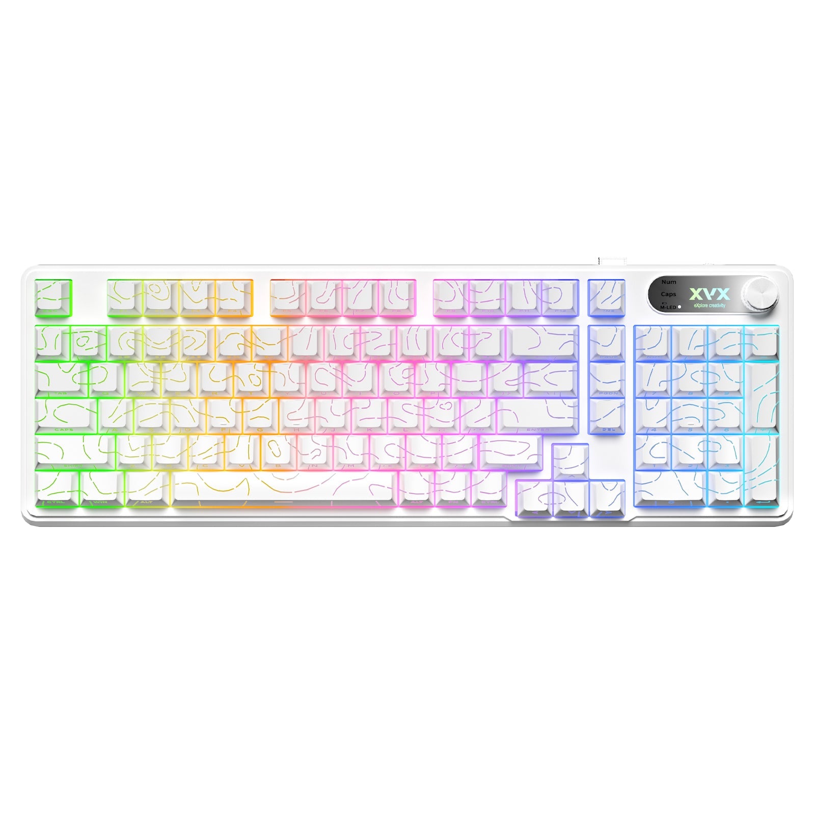 XVX K98 Silent Key Tri-Mode 100% Membrane Keyboard with Topography pat