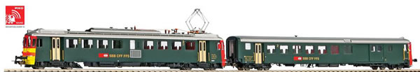 Piko 96837 HO Scale 1/87 ~Rbe 4/4 Electric Railcar & Cab Car Seetal SBB IV Sound