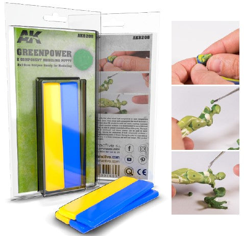 AK Interactive 8208 Greenpower 2-Component Modeling Putty 10cm strips (2)