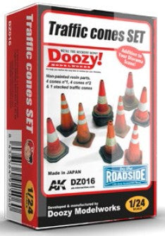 AK Interactive DZ16 1/24 Doozy Series: Traffic Cones Set (9) (Resin) (D)