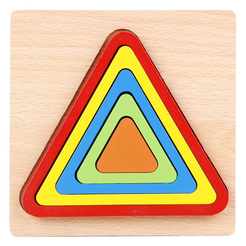 Wooden Geometric Shape Puzzle – Educational Cognitive Toy for Kids