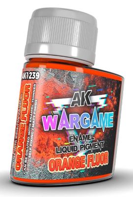 AK Interactive 1239 Wargame: Orange Fluorescent Liquid Pigment Enamel 35ml Bottl