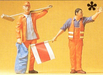 Preiser 45008 G Scale Highway Workers -- Sweeper & Flagman