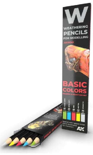 AK Interactive 10045 Weathering Pencils: Basic Shading & Demotion Set (5 Colors)