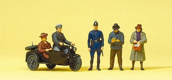 Preiser 10565 HO Scale Pedestrians -- Pedestrians, Passengers & Motorcycle