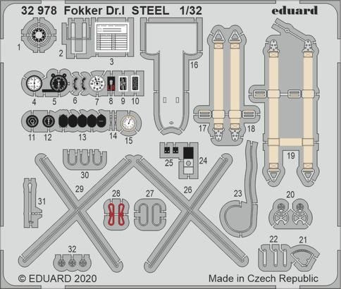 Eduard 32978 1/32 Aircraft- Fokker Dr I Steel for MGK (Painted)