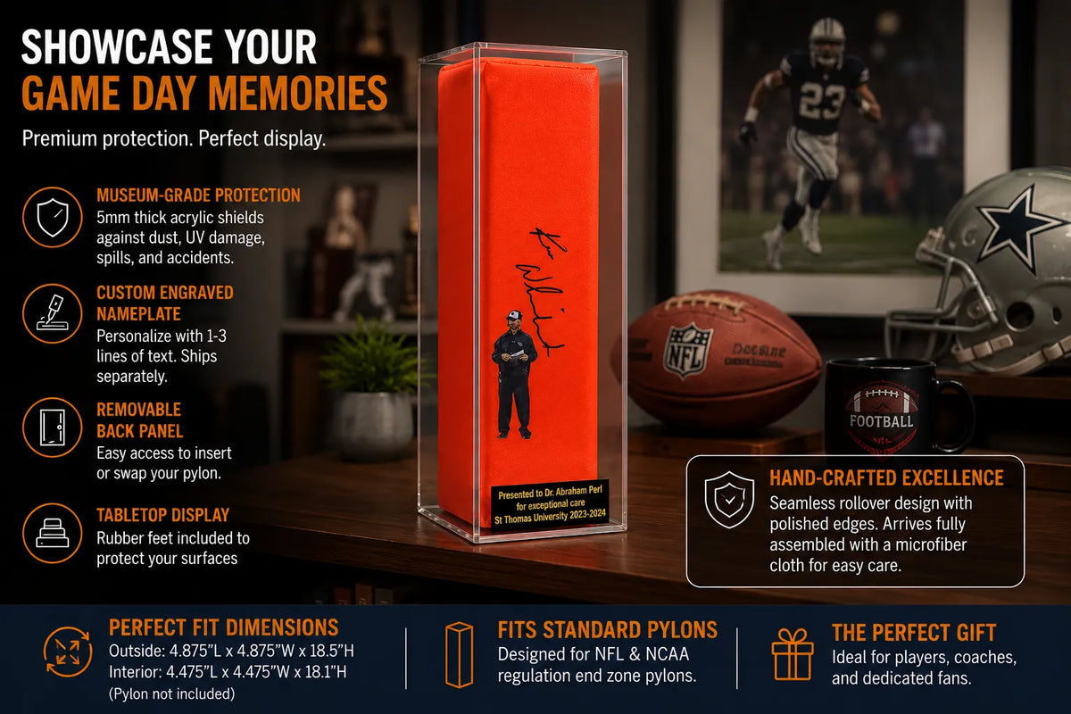 Acrylic Football End Zone Pylon Display Case (A021/D04)