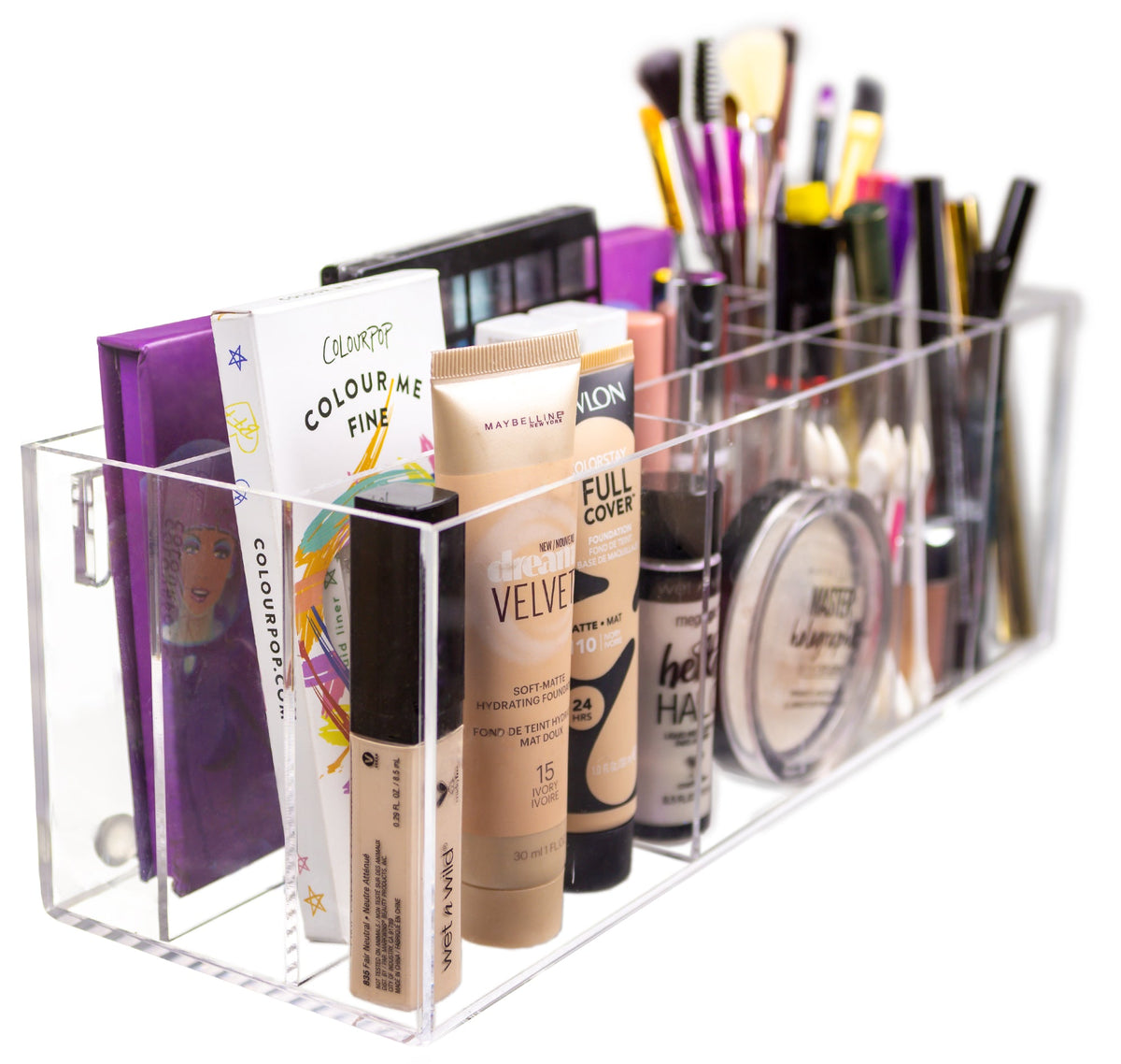 Acrylic Beauty Supply Organizer with Wall Mounts - 12 x 4 x 4 (A111/HD004)