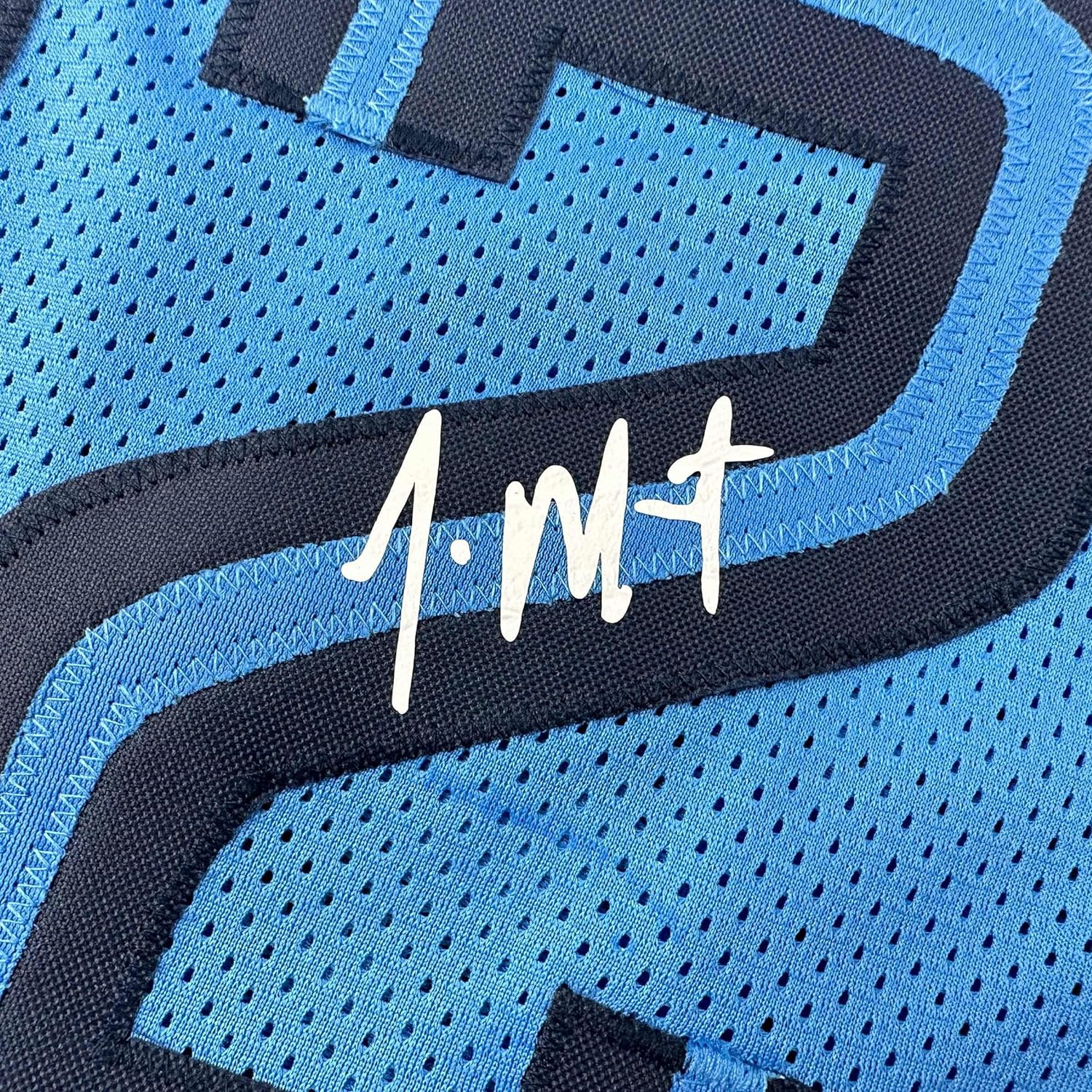 Framed Facsimile Autographed Ja Morant 35x39 Memphis Light Blue Reprint Laser Auto Basketball Jersey