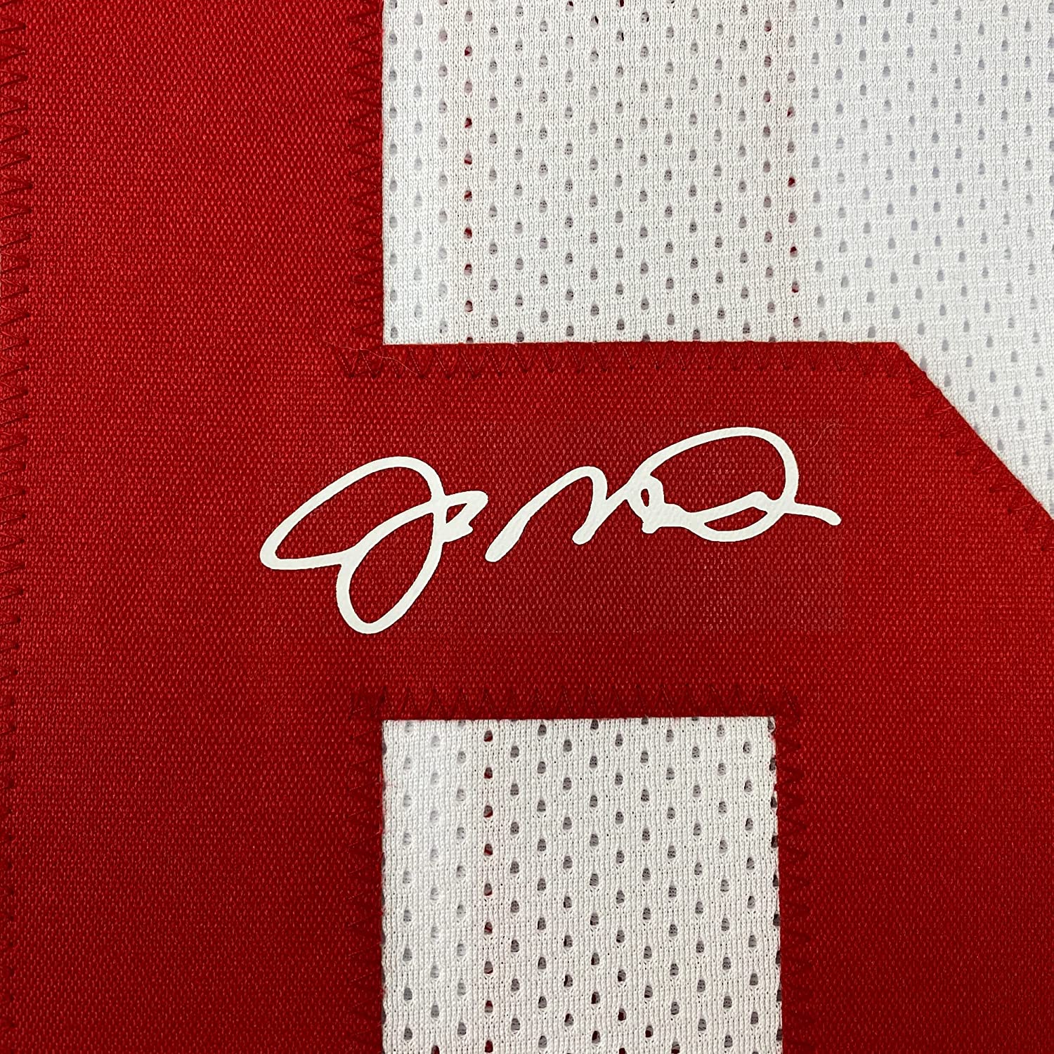 Framed Facsimile Autographed Joe Montana 35x39 San Francisco White Reprint Laser Auto Football Jersey