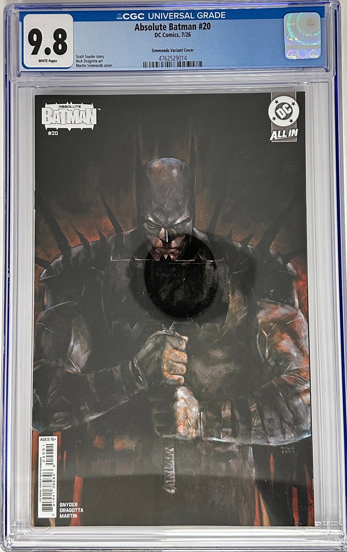 ABSOLUTE BATMAN #20 CGC 9.8 BLUE LABEL MARTIN SIMMONDS 1:25 VAR [IN STOCK]