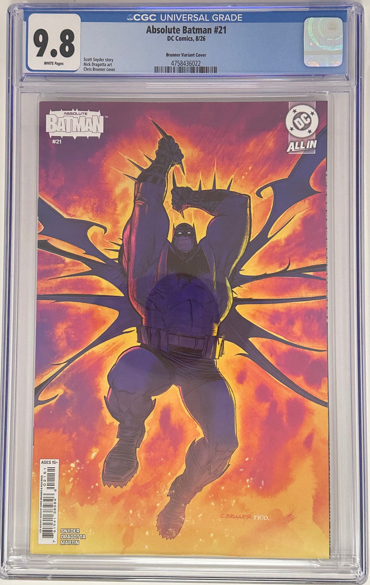 ABSOLUTE BATMAN #21 CGC 9.8 BLUE LABEL CHRIS BRUNNER & RICO RENZI 1:25 VAR [IN STOCK]