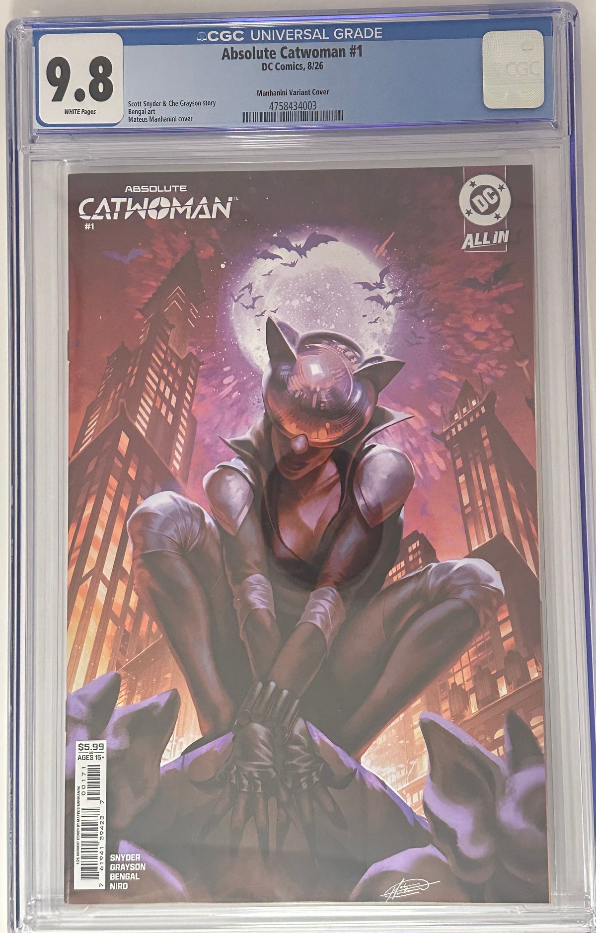 ABSOLUTE CATWOMAN #1 CGC 9.8 BLUE LABEL MATEUS MANHANINI 1:25 VAR [IN STOCK]