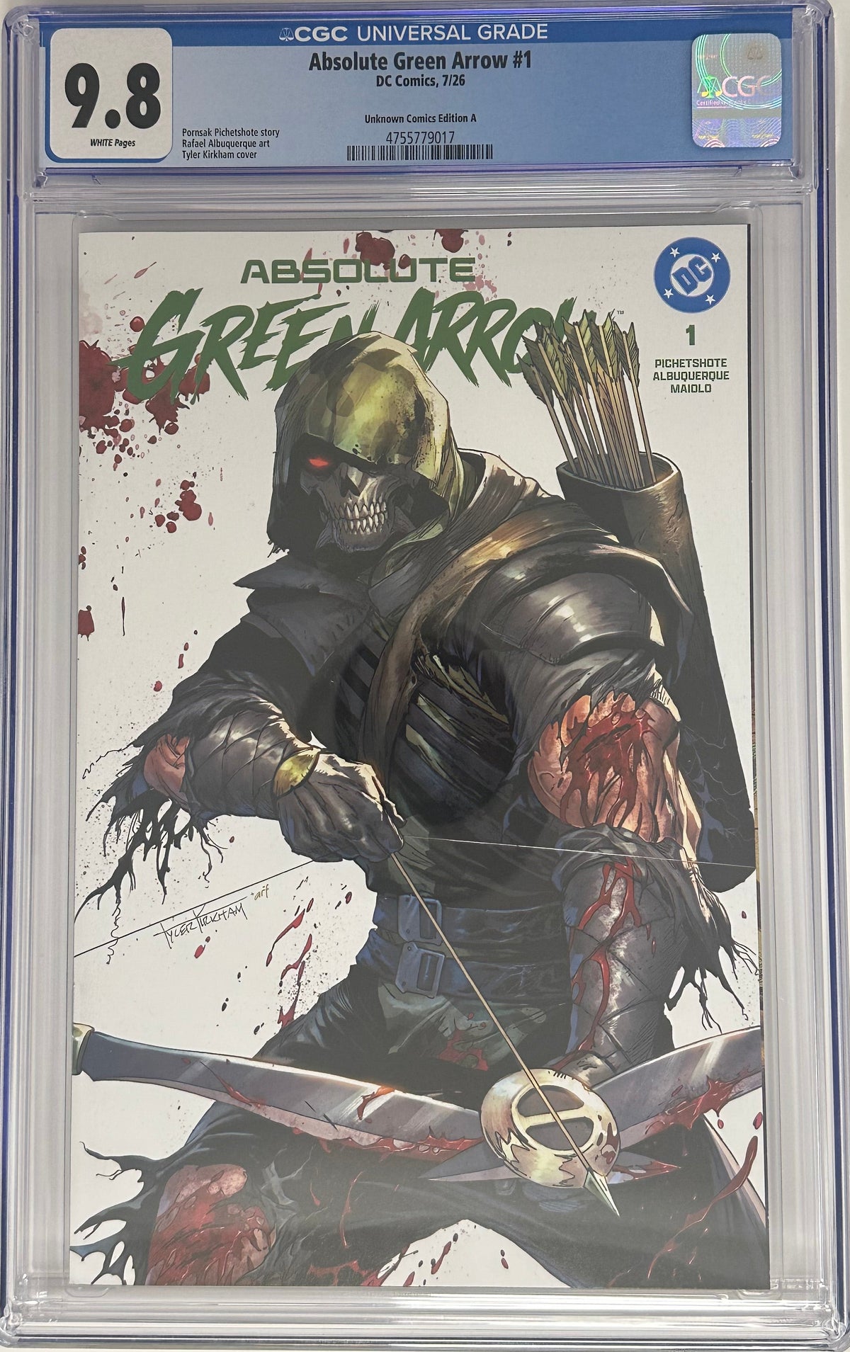 ABSOLUTE GREEN ARROW #1 CGC 9.8 BLUE LABEL TYLER KIRKHAM EXCLUSIVE VAR [IN STOCK]