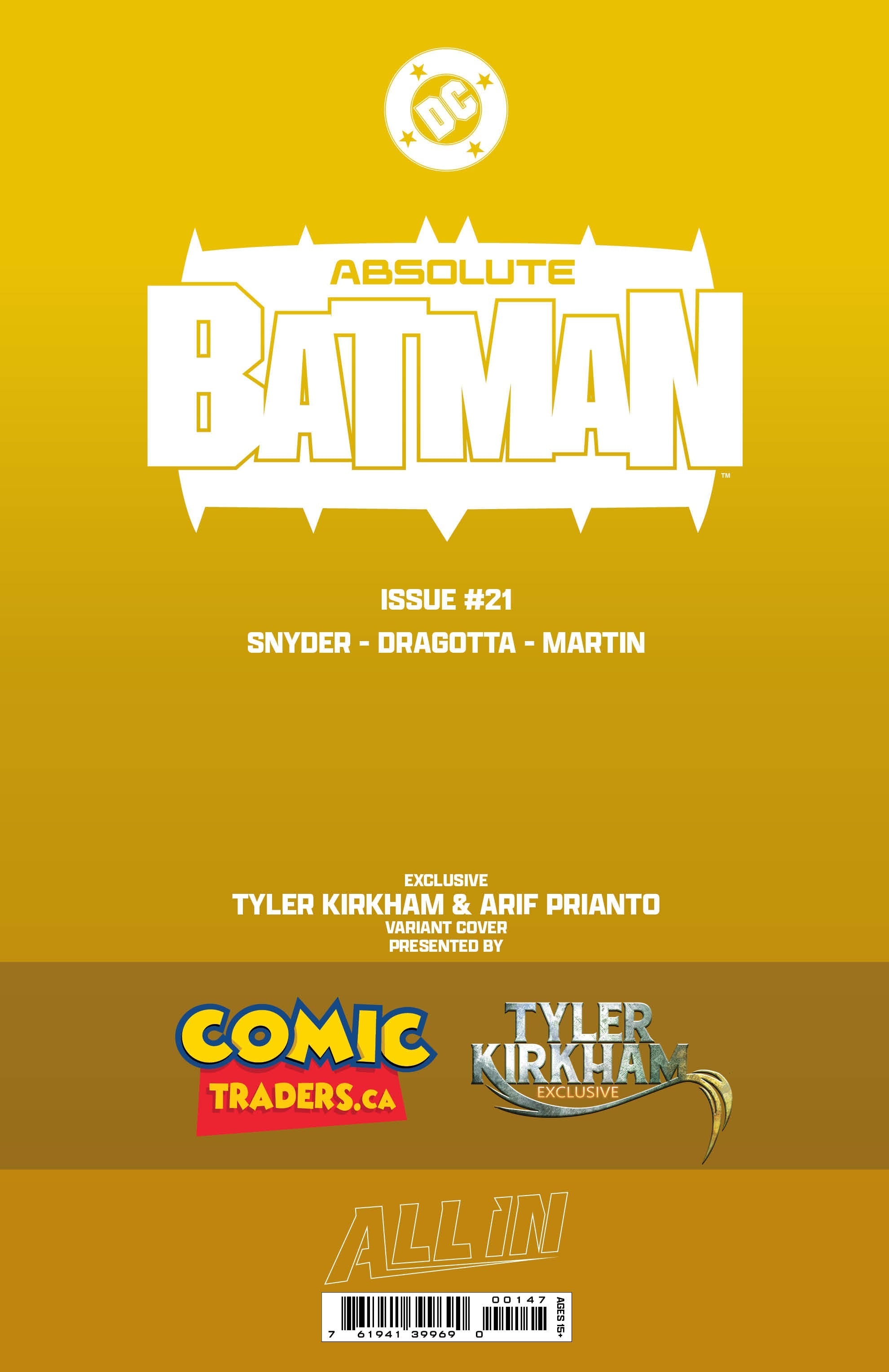 [Signed by Tyler Kirkham][GOLD FOIL] ABSOLUTE BATMAN #21 TYLER KIRKHAM DEATHSTROKE CONVENTION EXCLUSIVE VIRGIN VAR (12/30/2026)