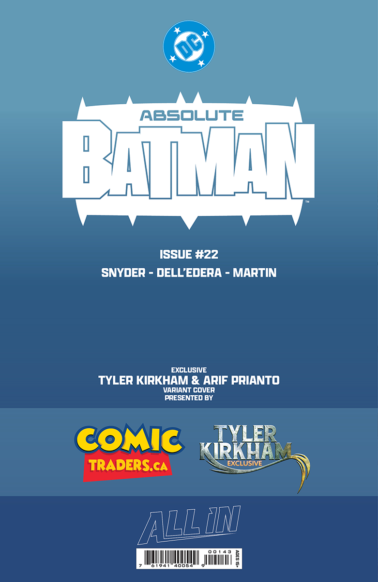 [4 PACK] ABSOLUTE BATMAN #22 TYLER KIRKHAM EXCLUSIVE JOKER BATTLE DAMAGED & ABSOLUTE BATMAN #22 CVR E INC 1:25 WERTHER DELL EDERA CARD STOCK VAR (07/08/2026)
