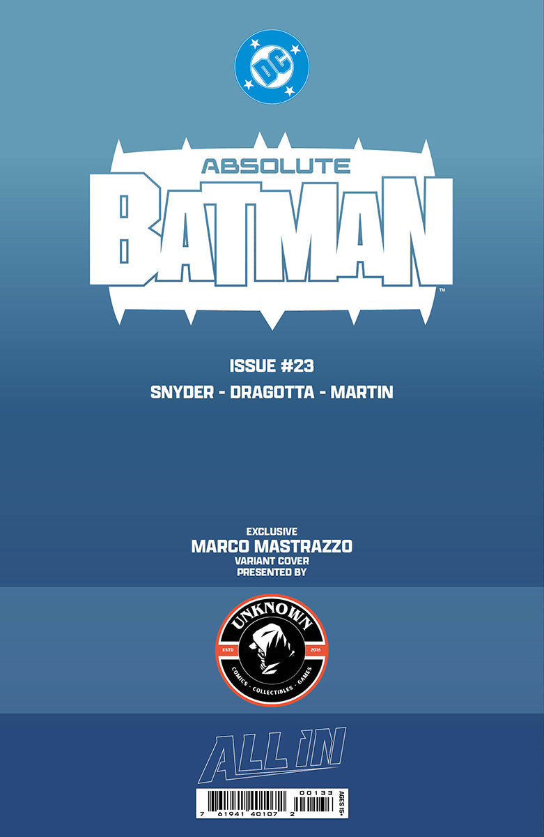[Signed by Marco Mastrazzo] [BLACK & WHITE] ABSOLUTE BATMAN #23 MARCO MASTRAZZO NYCC EXCLUSIVE VAR (01/27/2027)