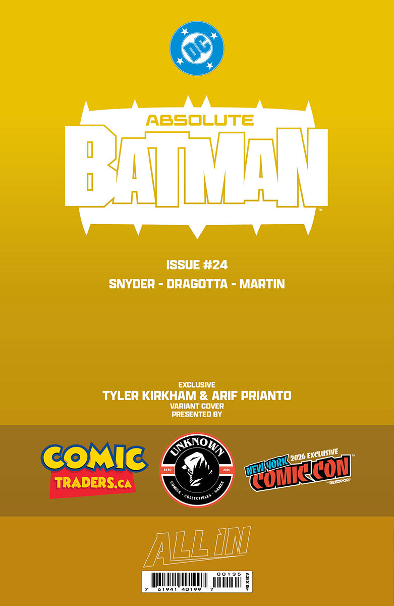 [GOLD FOIL] ABSOLUTE BATMAN #24 TYLER KIRKHAM BATTLE DAMAGED THE BAT NYCC EXCLUSIVE VIRGIN VAR (10/28/2026)
