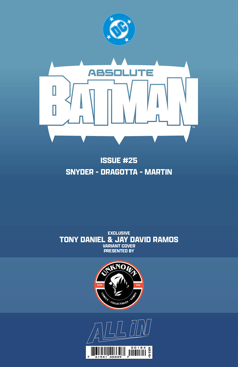 [Signed by Tony Daniel][BLACK & WHITE] ABSOLUTE BATMAN #25 TONY DANIEL EXCLUSIVE VIRGIN VAR (01/27/2027)