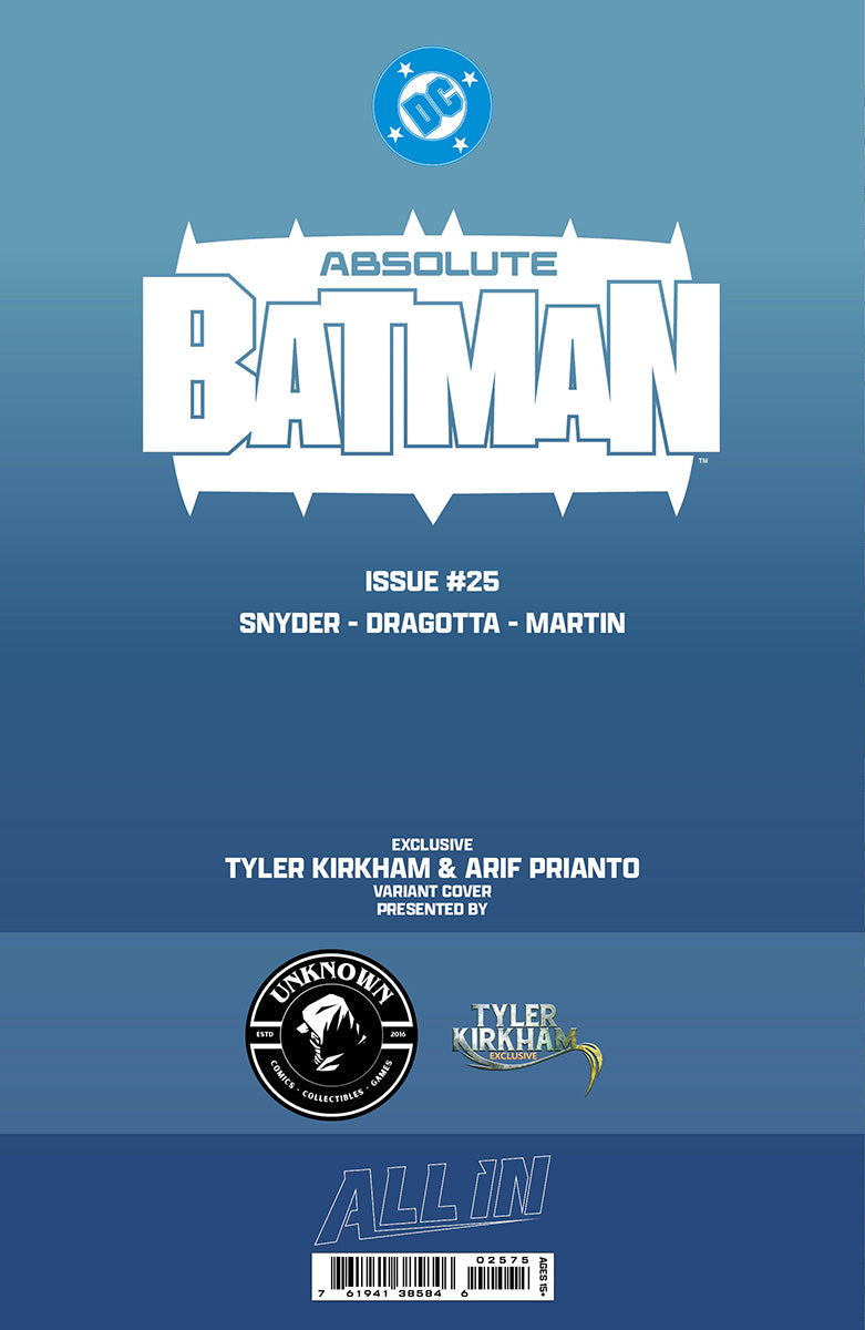 [Signed by Tyler Kirkham] ABSOLUTE BATMAN #25 TYLER KIRKHAM EXCLUSIVE VIRGIN VAR (01/27/2027)