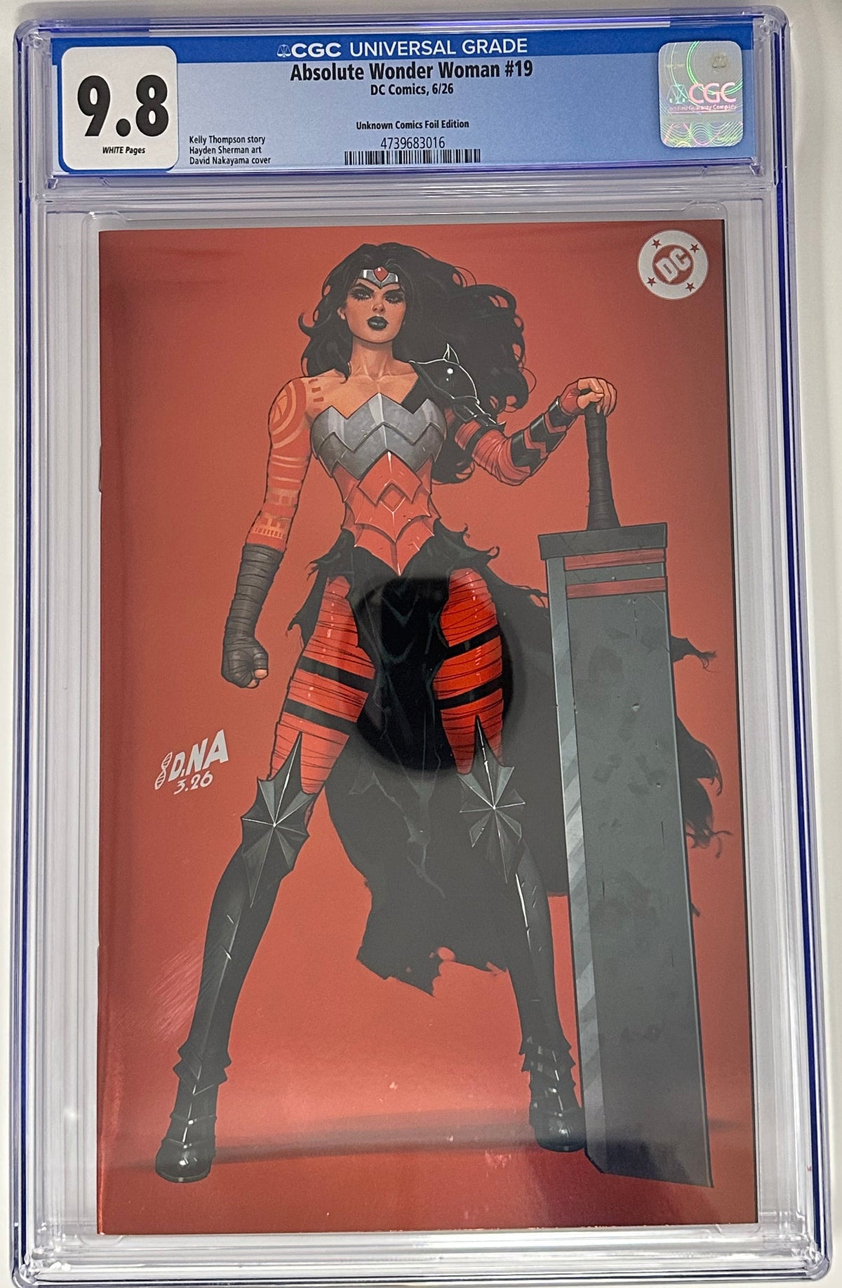 [FOIL] ABSOLUTE WONDER WOMAN #19 CGC 9.8 BLUE LABEL DAVID NAKAYAMA VIRGIN VAR [IN STOCK]