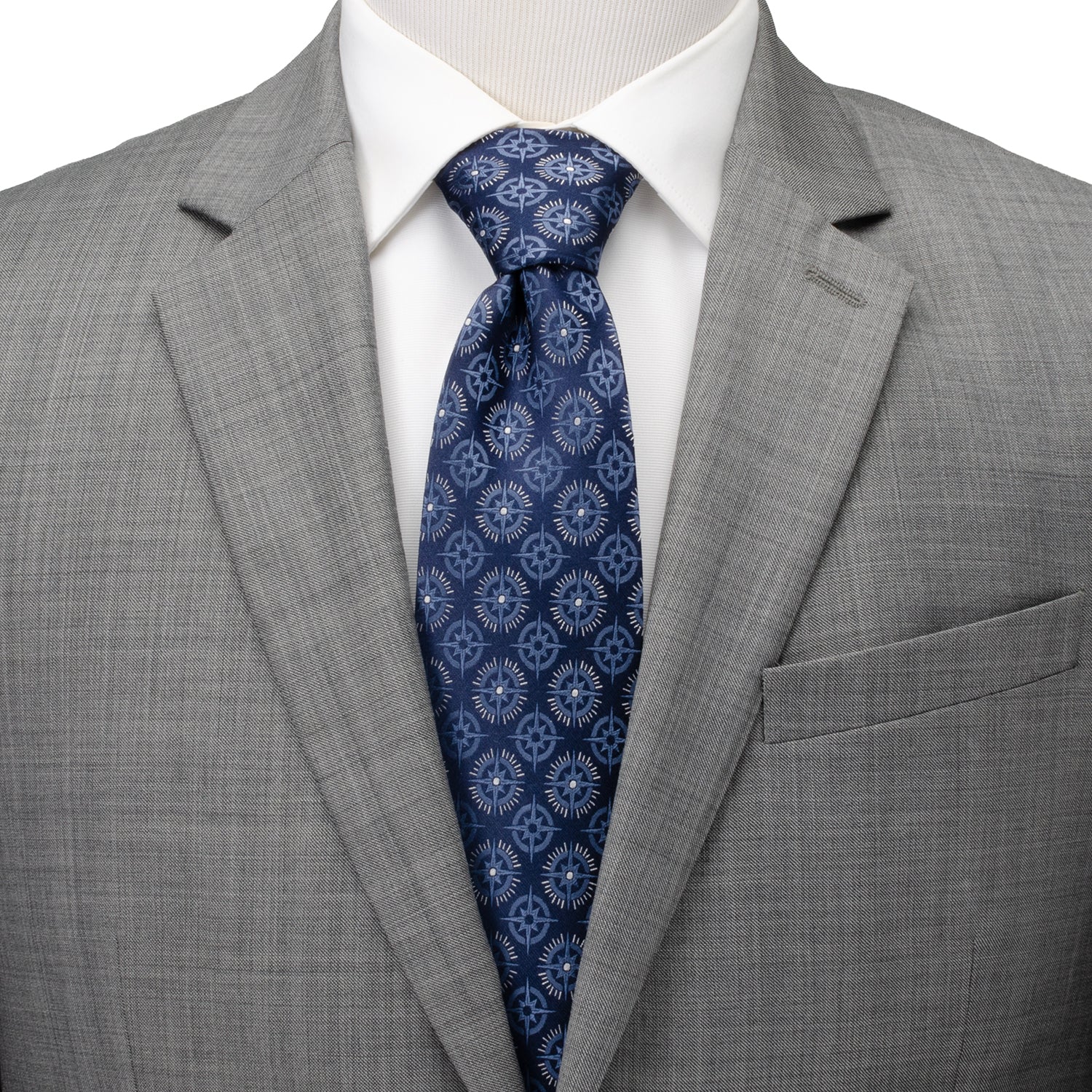 Compass Hidden Message Navy Blue Men's Tie