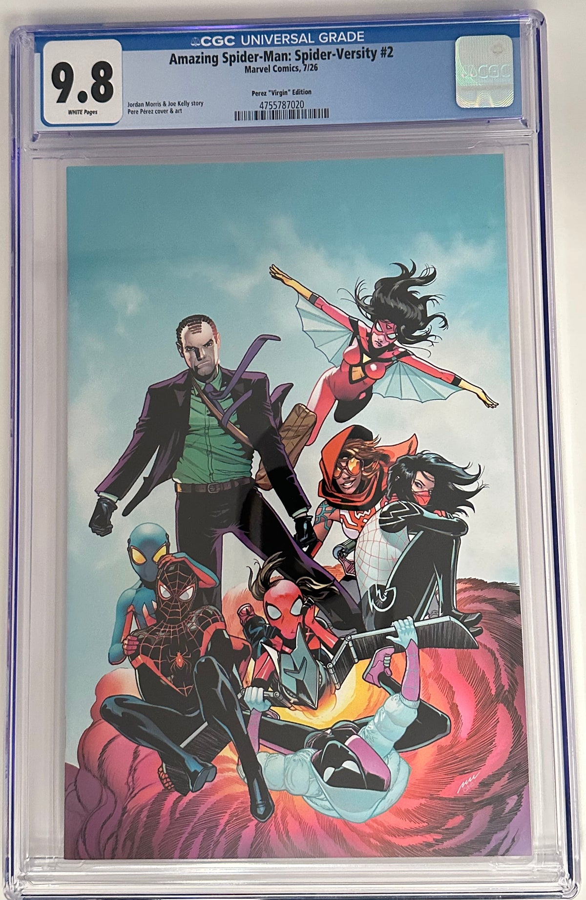 AMAZING SPIDER-MAN: SPIDER-VERSITY #2 9.8 BLUE LABEL PERE PEREZ 1:50 VIRGIN VAR (IN STOCK)