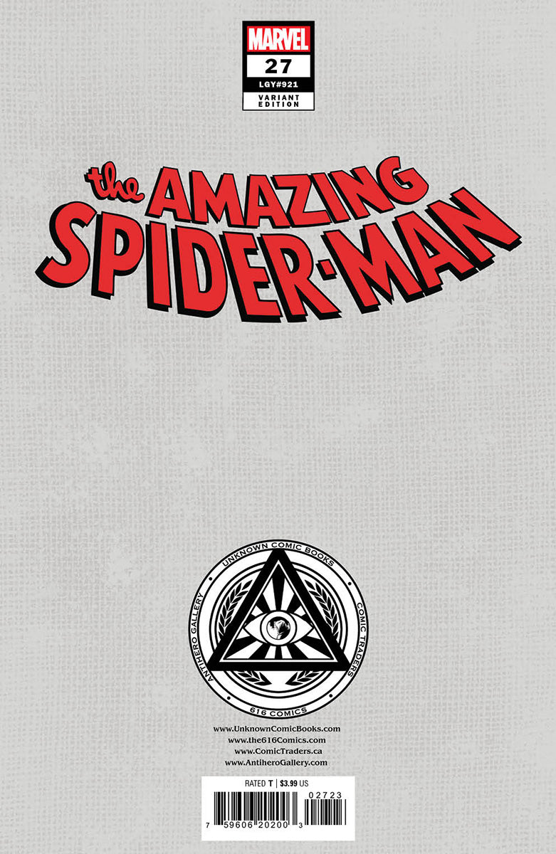 [SIGNED W/ COA] AMAZING SPIDER-MAN #27 UNKNOWN COMICS NATHAN SZERDY EXCLUSIVE VIRGIN VAR [IN STOCK]