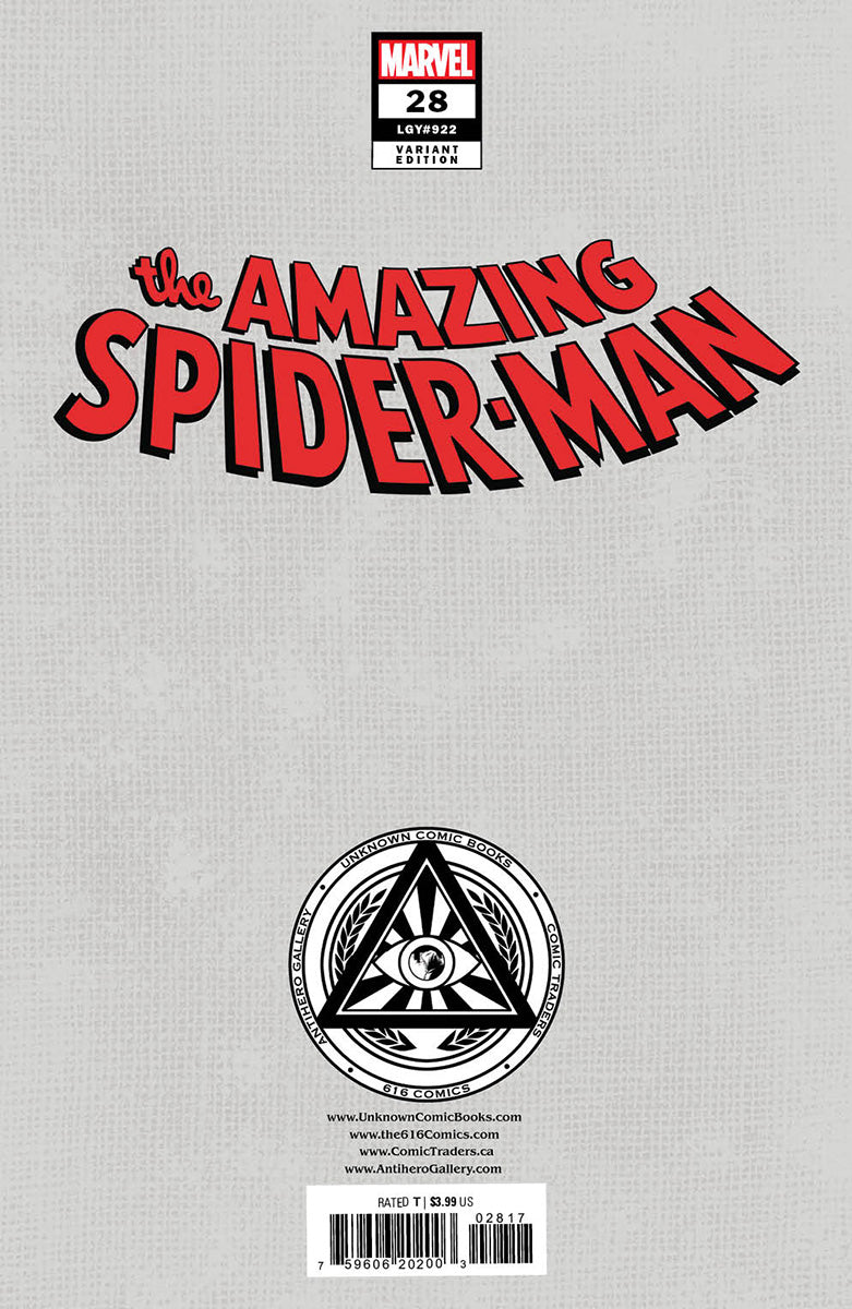 AMAZING SPIDER-MAN #28 UNKNOWN COMICS KAARE ANDREWS EXCLUSIVE VIRGIN VAR (06/28/2023)