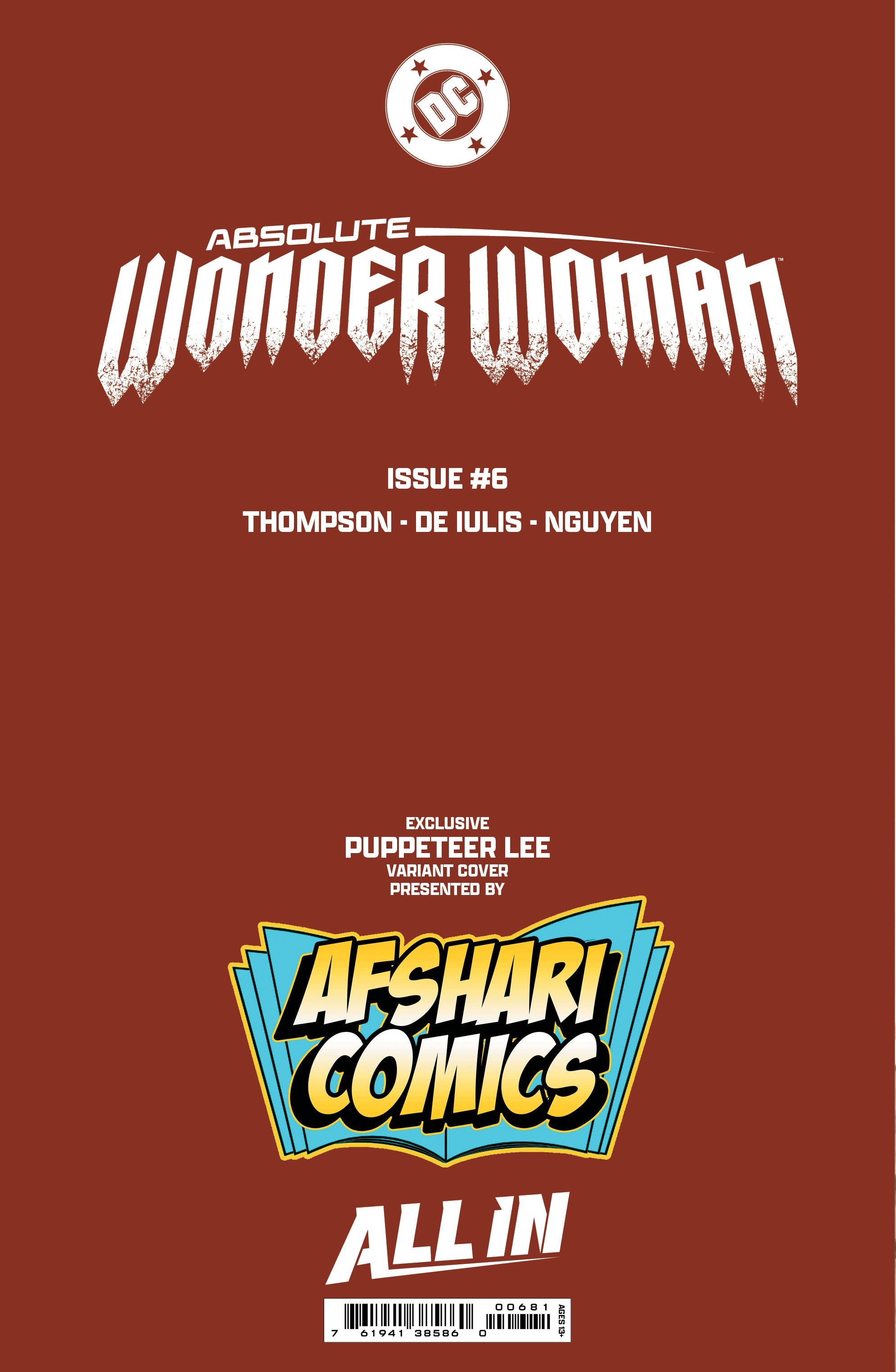 Absolute Wonder Woman #6 Afshari Comics Exclusive Puppeteer Lee Variant