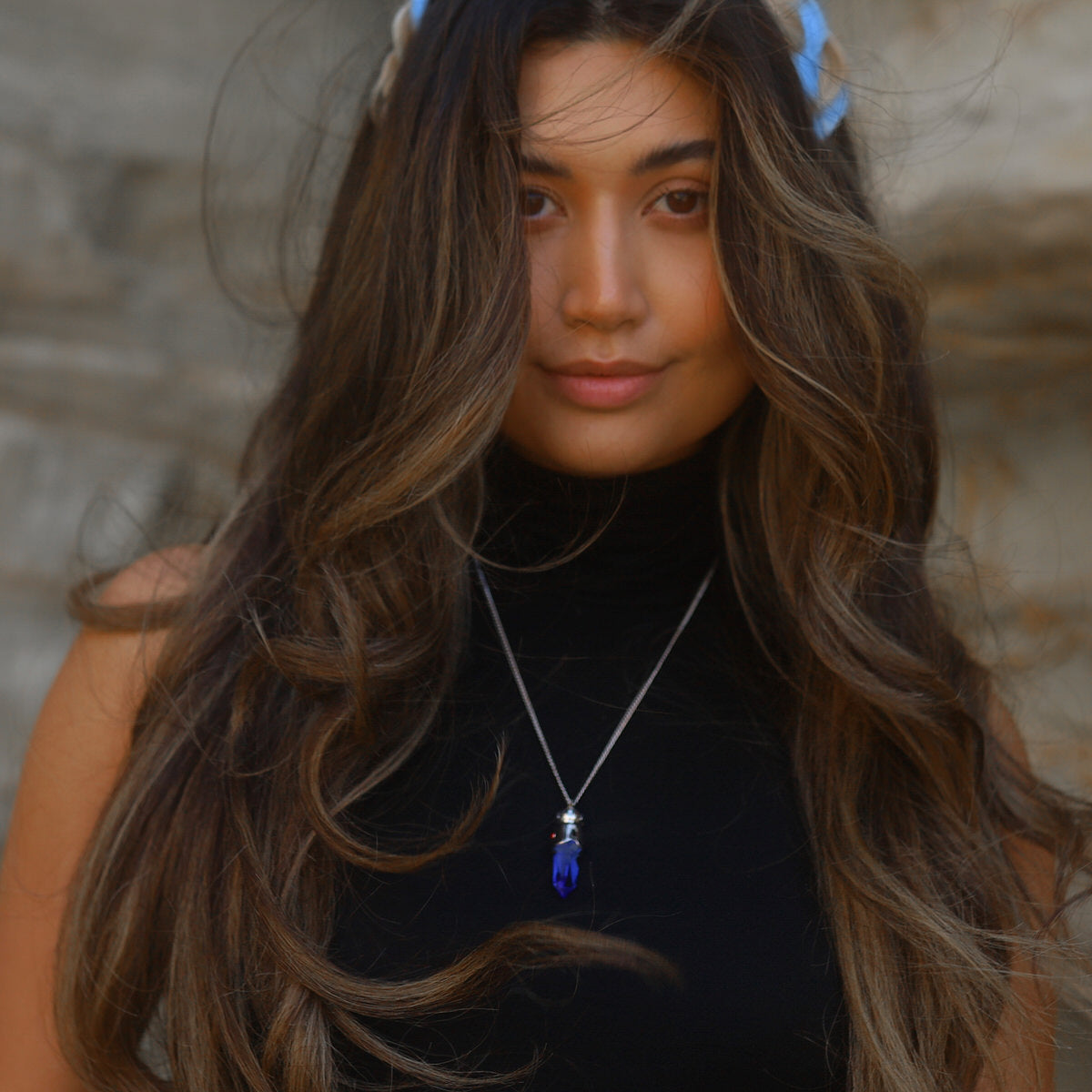 Star Wars X RockLove Padawan Ahsoka Tano Blue Kyber Crystal Necklace