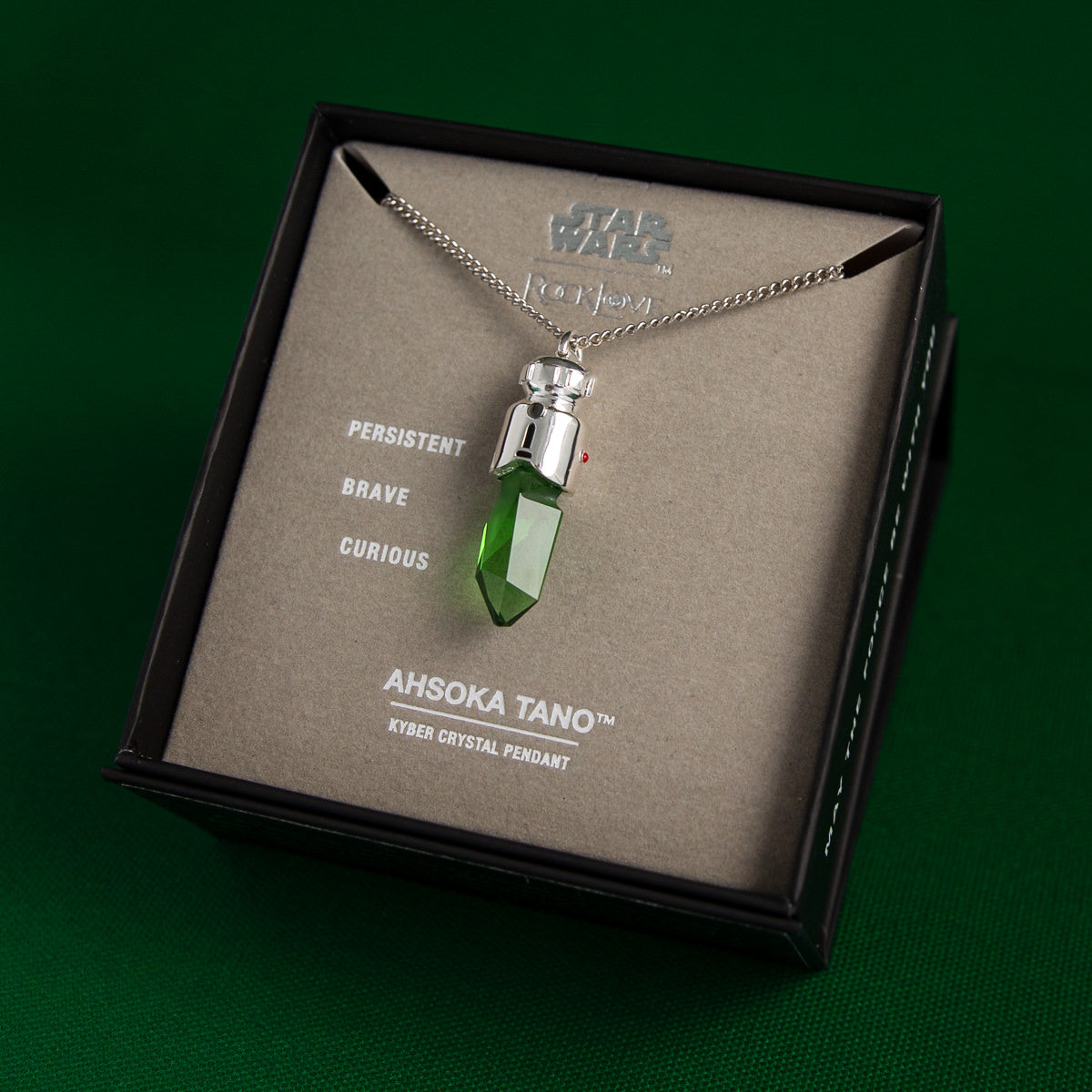 Star Wars X RockLove Padawan Ahsoka Tano Green Kyber Crystal Necklace