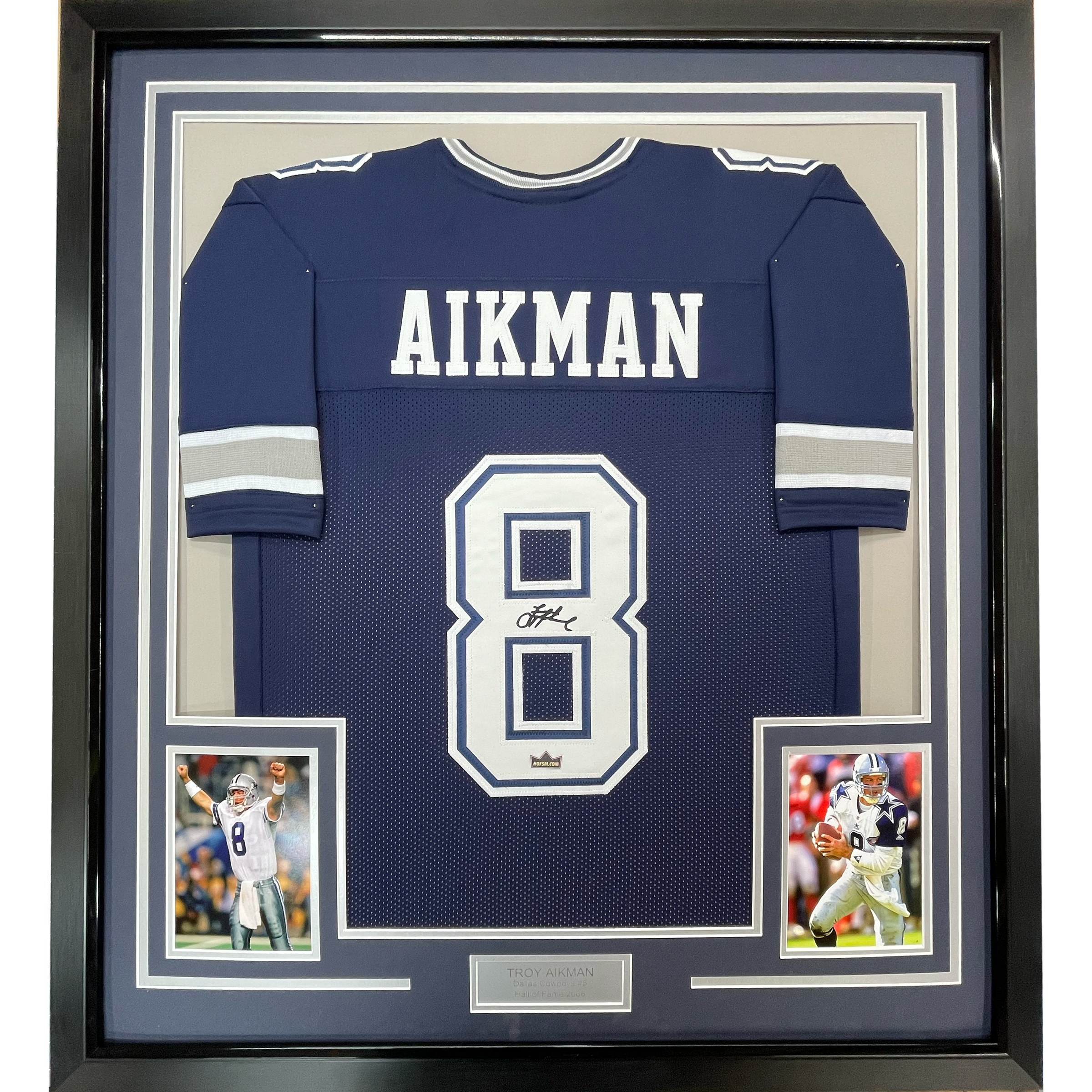 Framed Facsimile Autographed Troy Aikman 35x39 Dallas Blue Reprint Laser Auto Football Jersey Size Men's XL