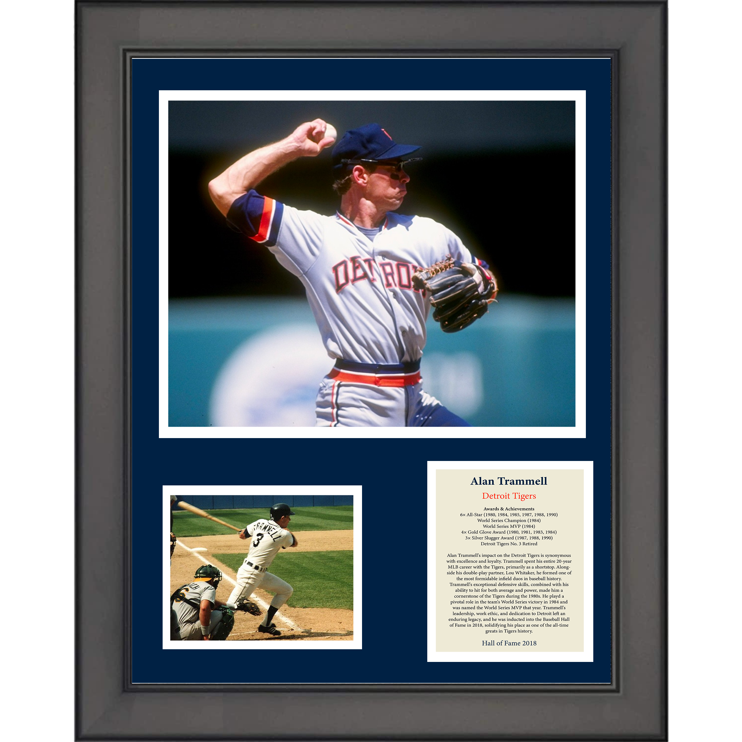 Framed Alan Trammell Hall of Fame Baseball 11"x14" Three Photo Collage