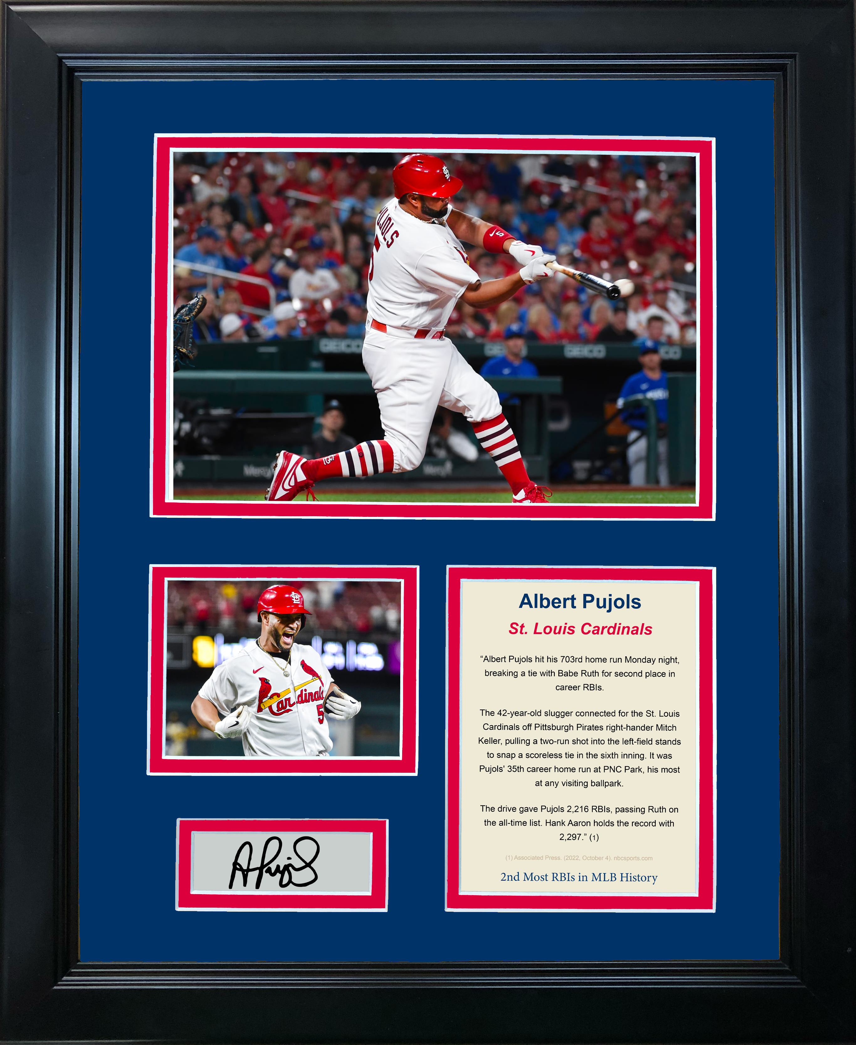 Framed Albert Pujols 2nd Most RBIs in MLB History Facsimile Laser Engraved Signature Auto St. Louis Cardinals Baseball 11"x14"Photo Sig Collage