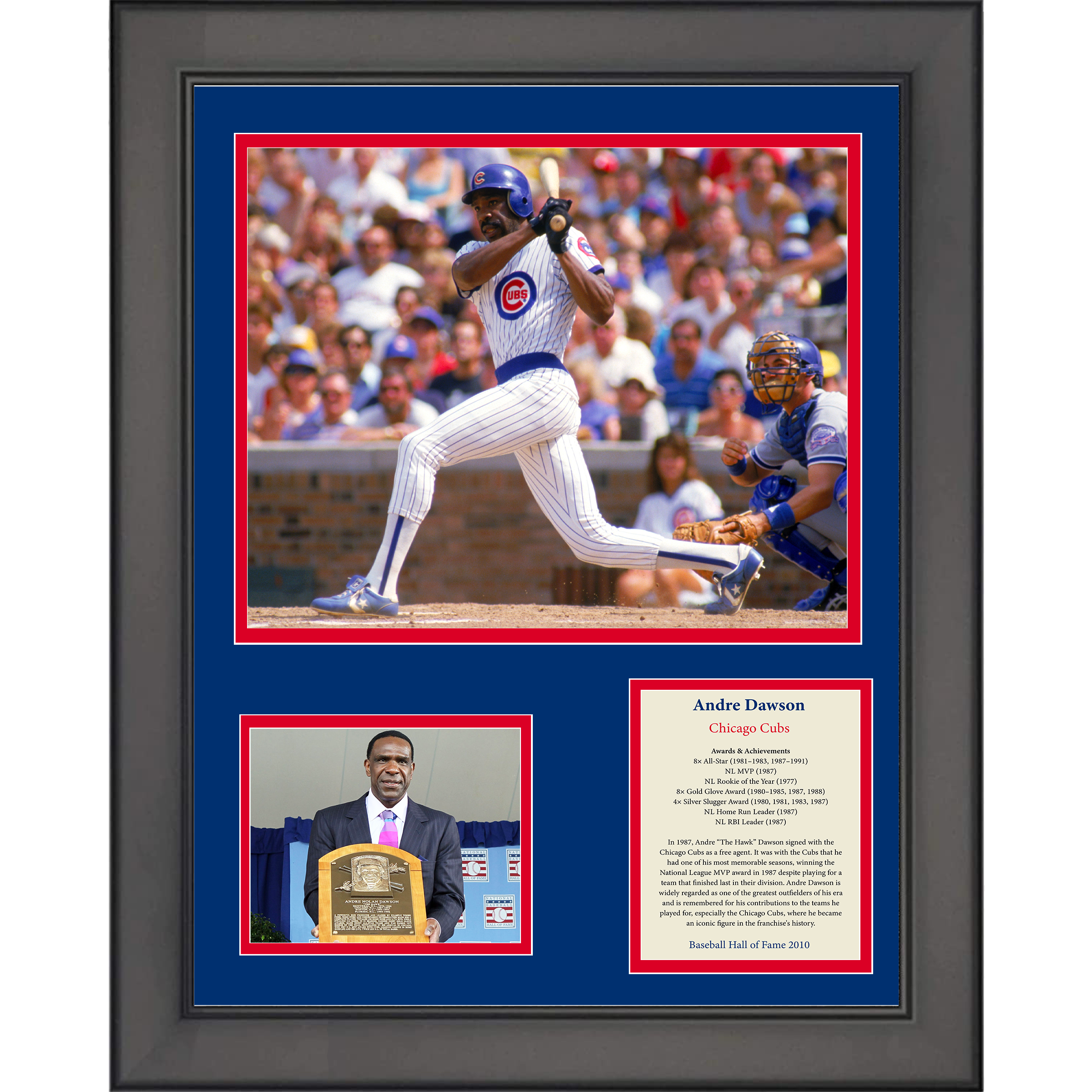 Framed Andre Dawson Hall of Fame Chicago Cubs Baseball 11"x14" Three Photo Collage