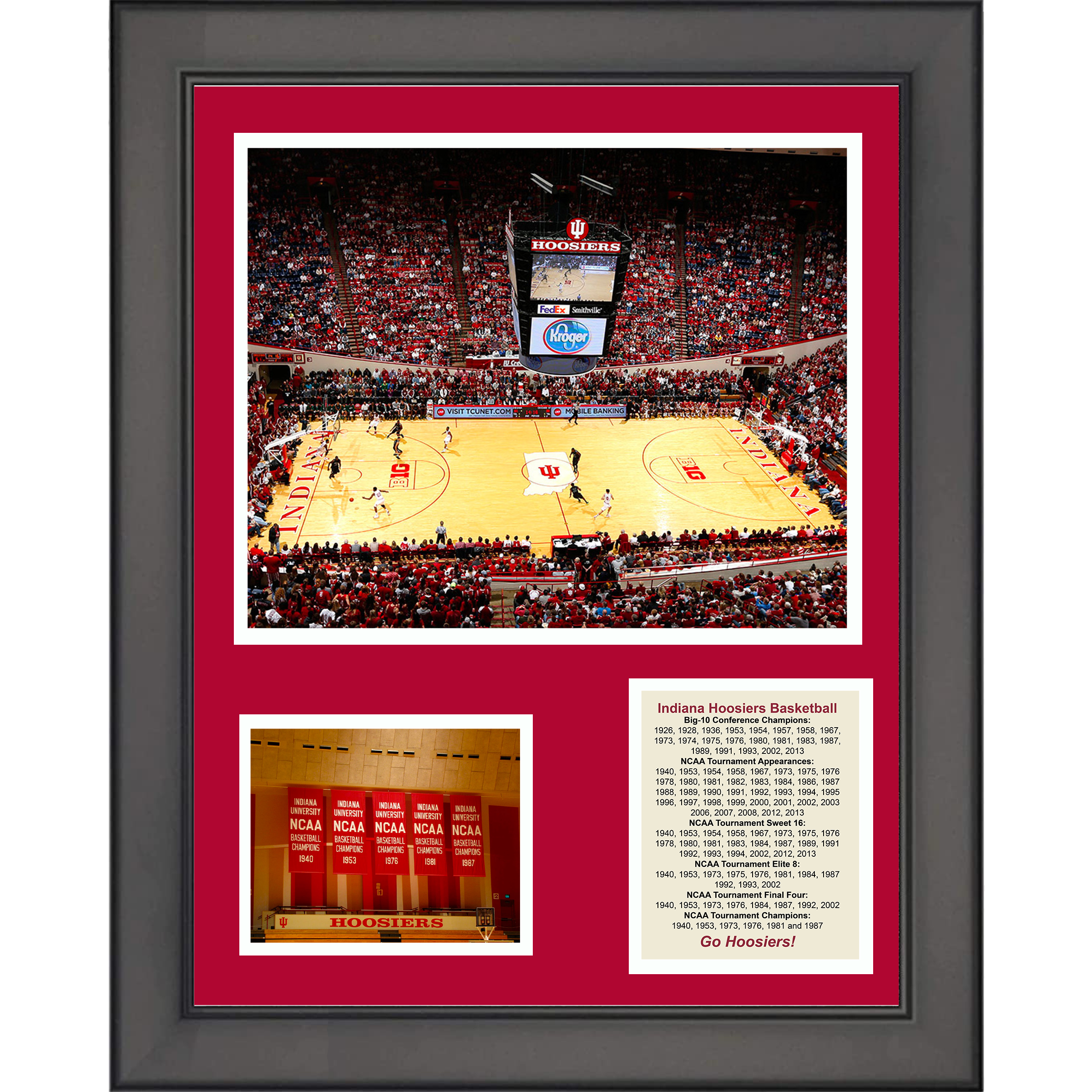 Framed Assembly Hall Indiana Hoosiers NCAA College Basketball 6x National Champions 11"x14"Three Photo Collage