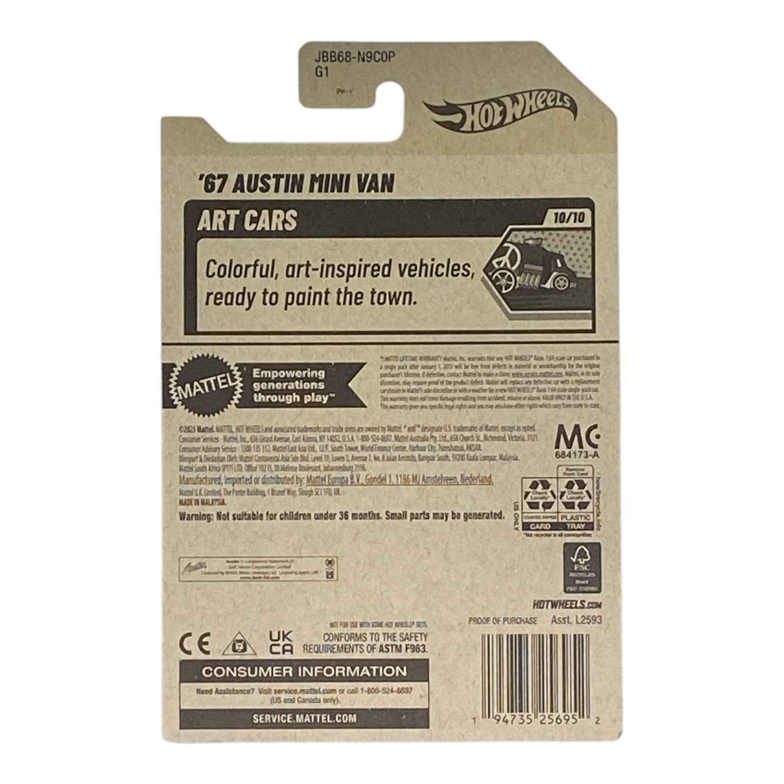Hot Wheels '67 Austin Mini Van - Art cars Series 10/10