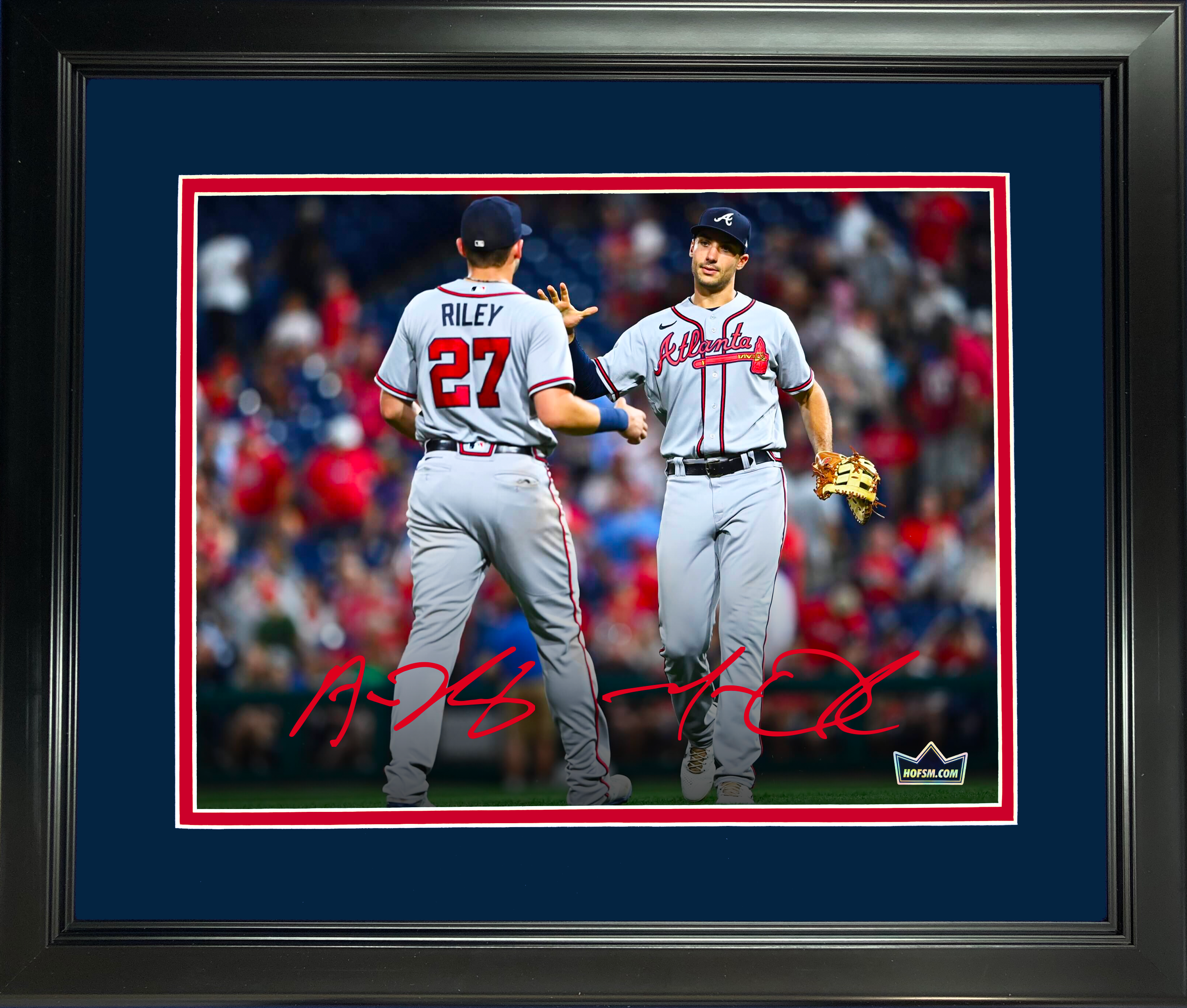 Framed Austin Riley & Matt Olson Atlanta Braves Dual Facsimile Laser Engraved Signature Auto 11"x14"Baseball Photo HOFSM Holo