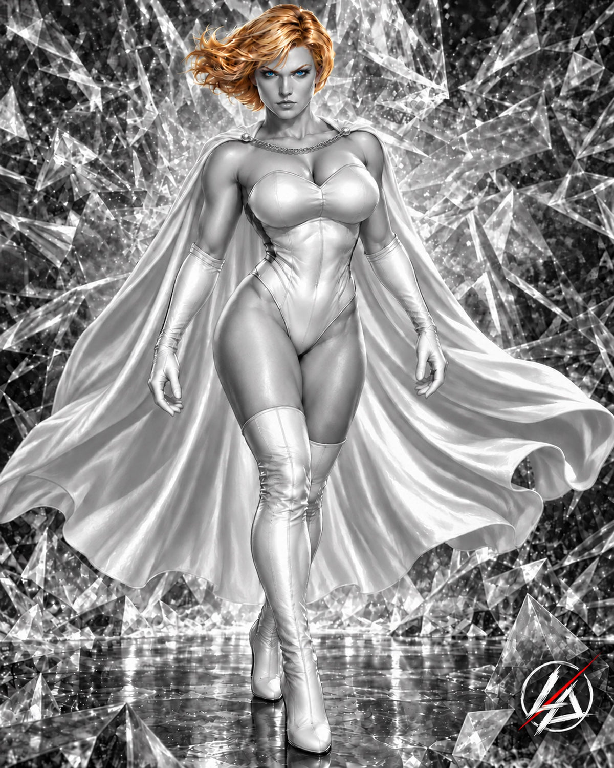 Emma Frost — Cover C (Black & White) | 11×17 Fan Art Print by Lusitan Art