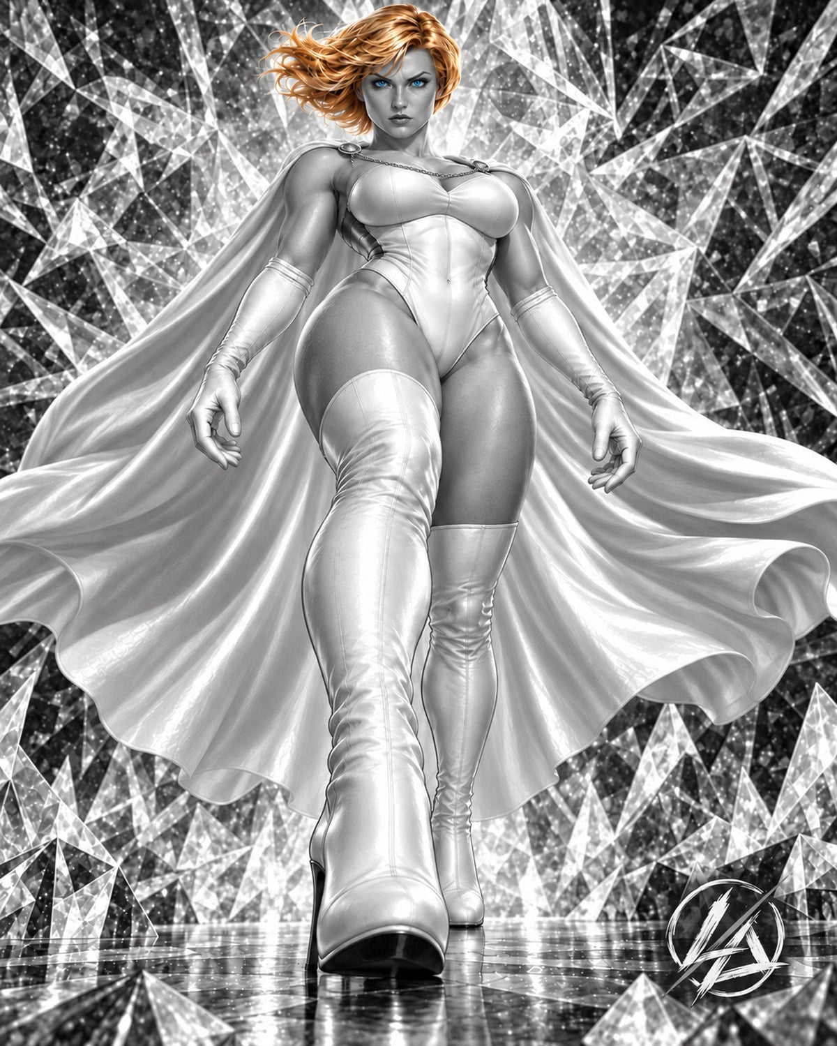 Emma Frost — Cover E (Black & White) | 11×17 Fan Art Print by Lusitan Art