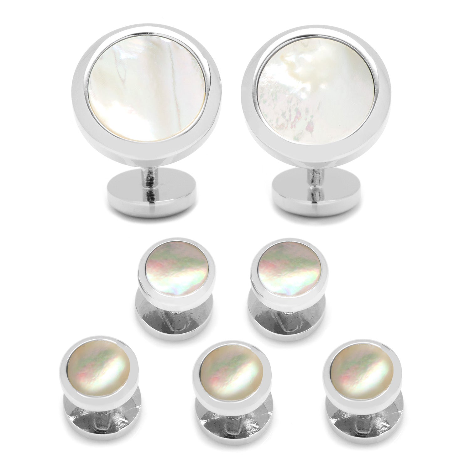 Double Sided Mother of Pearl Round Beveled 5-Stud Set