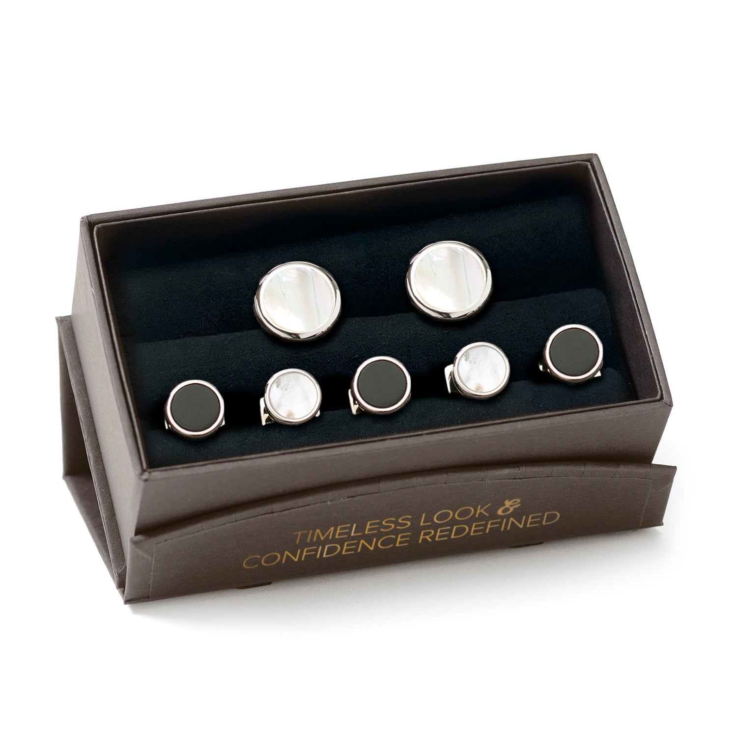 Double Sided Mother of Pearl Round Beveled 5-Stud Set
