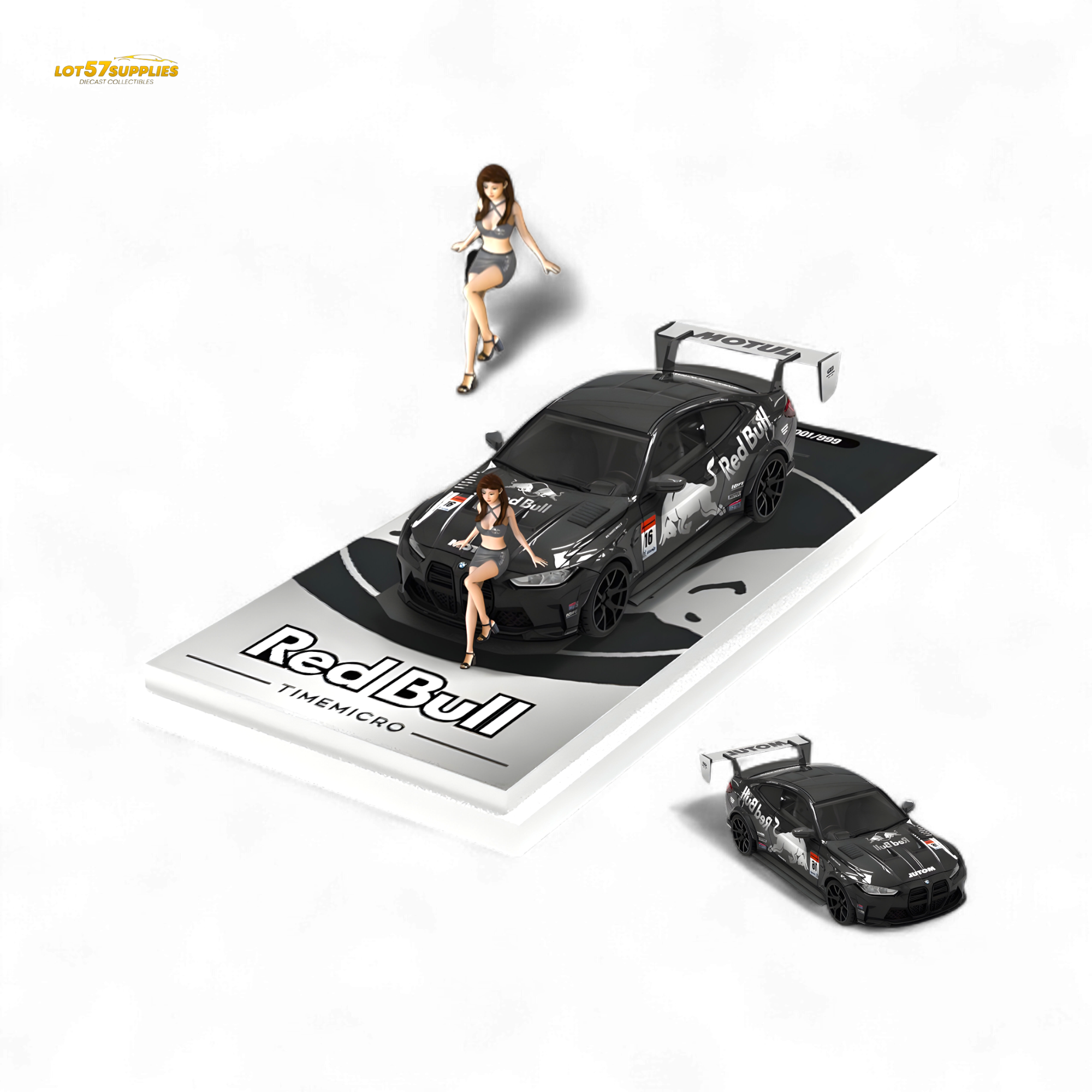 TimeMicro BMW M4 Modified Widebody Silver R e d B u l l - Figure Version 1:64
