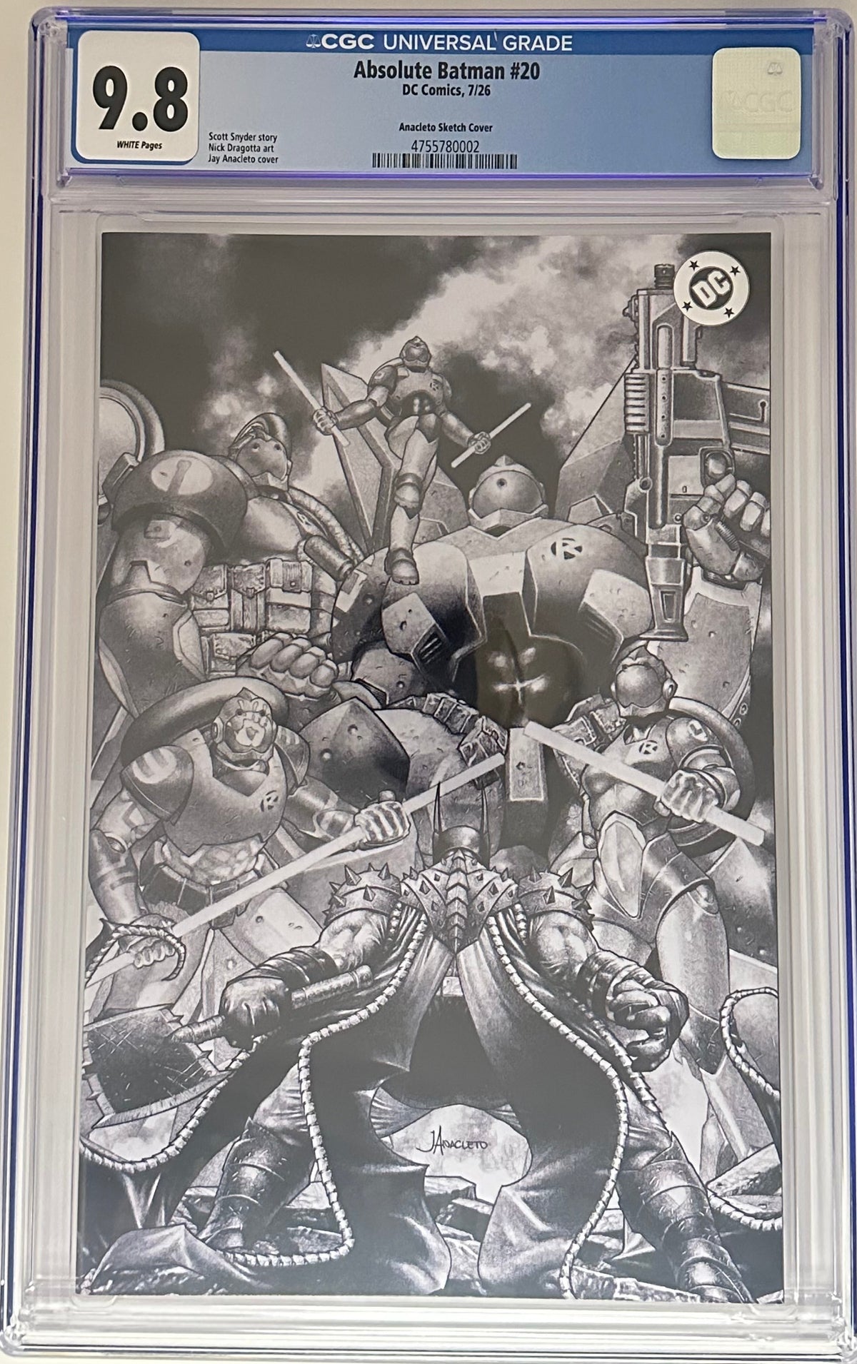 [BLACK & WHITE] ABSOLUTE BATMAN #20 CGC 9.8 BLUE LABEL EXCLUSIVE BONUS JAY ANACLETO EXCLUSIVE VIRGIN VAR [IN STOCK]